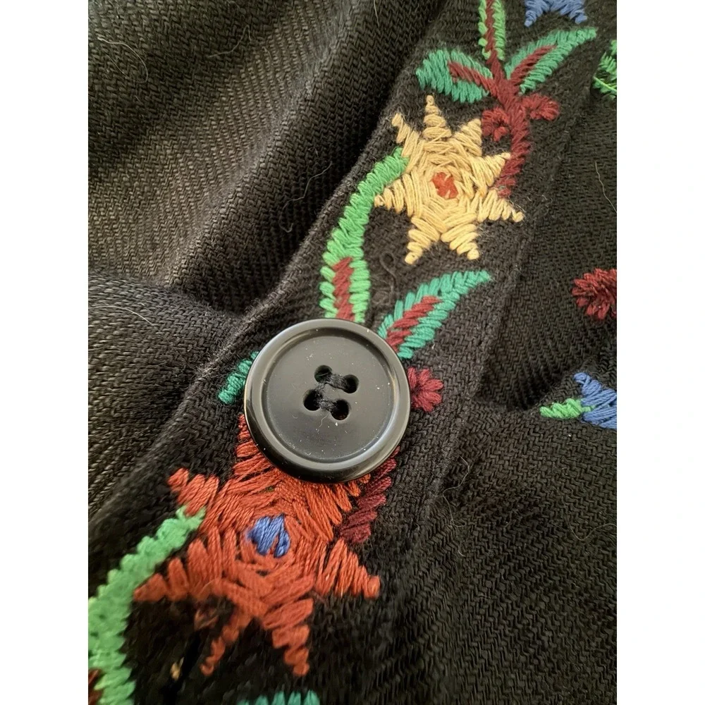 Zara Linen Romper S Floral Embroidered Black Bib Jumper Boho Hipster Open Back